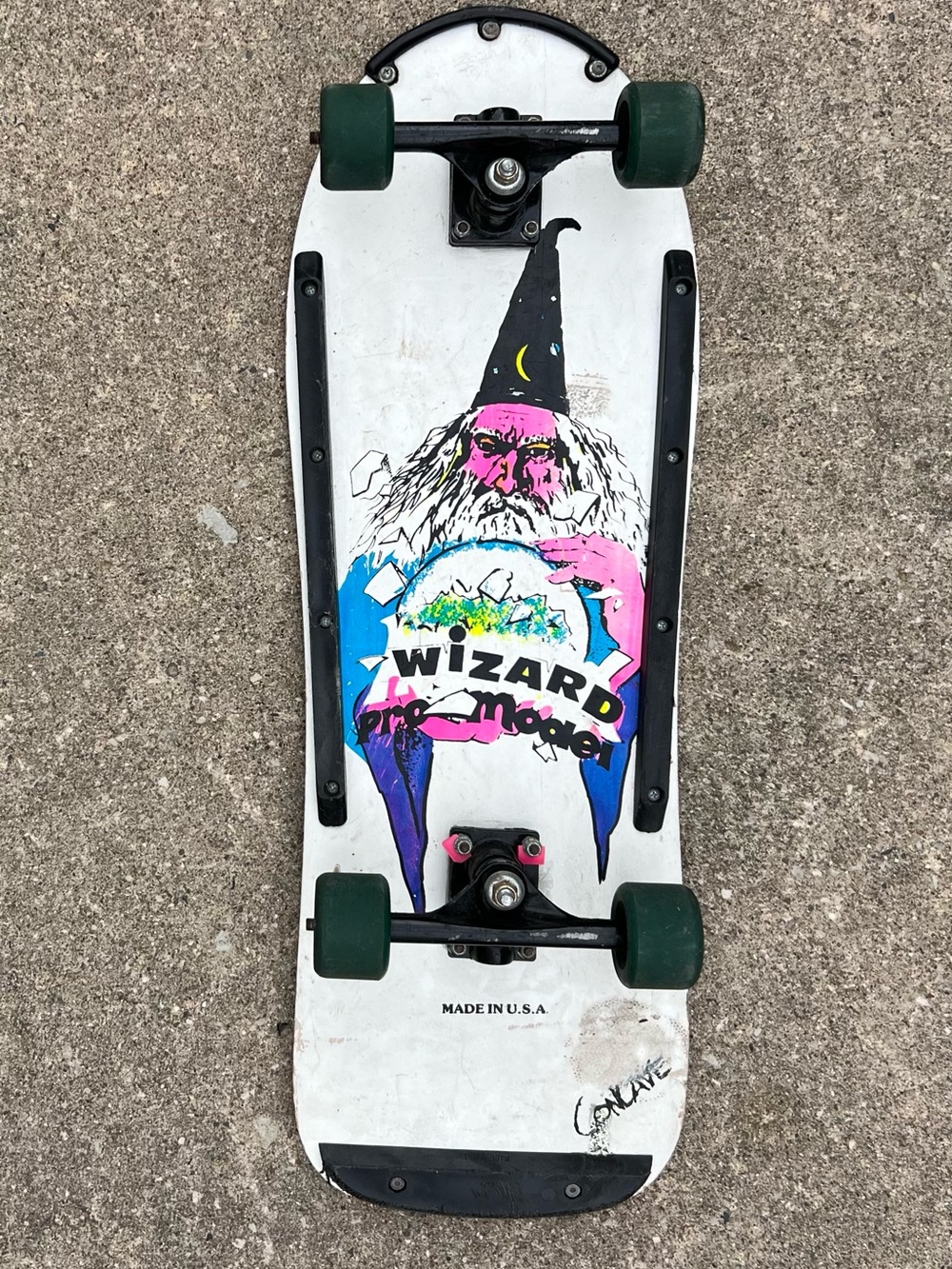 Vintage 90s Wizard Pro Model Skateboard Usa Action Sports Concave